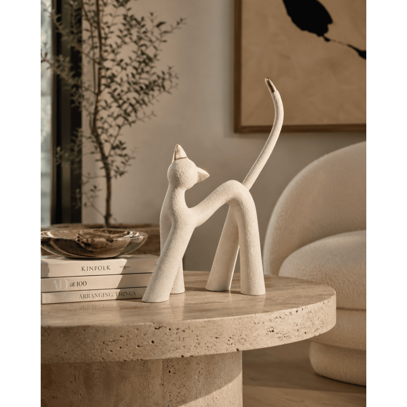 Statue chat design résine gris clair...