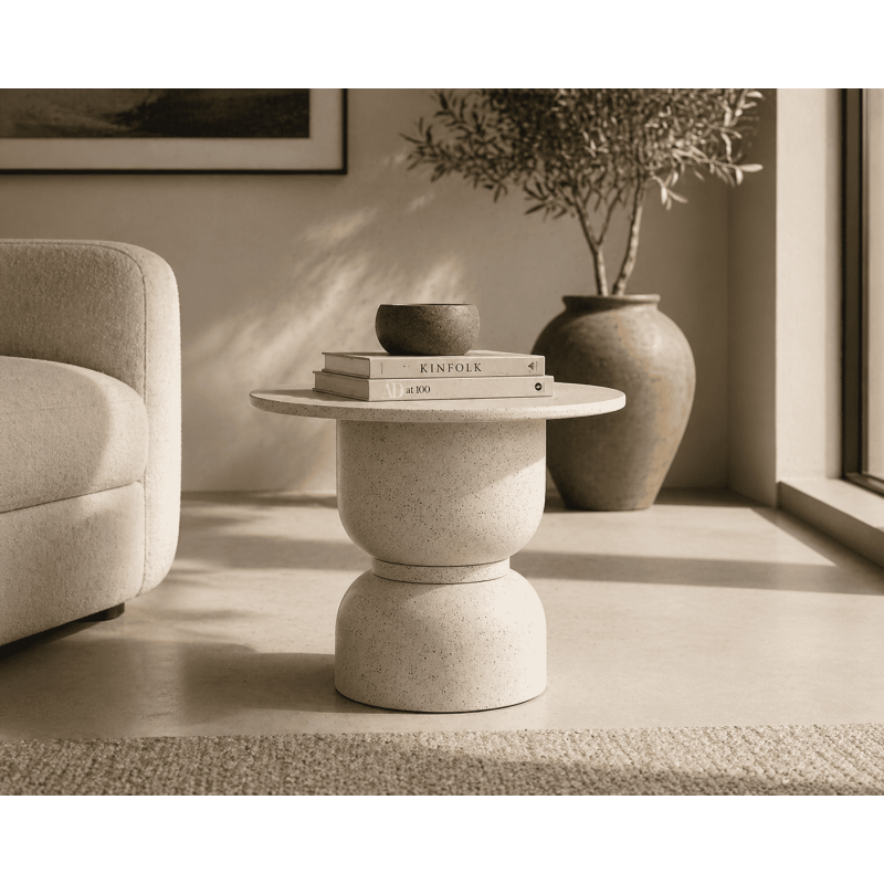 Table d’appoint ronde MDF métal blanc...