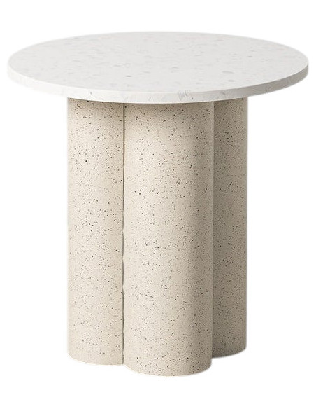 Table d’appoint ronde effet marbre blanc métal 50x50x50 cm Tárrega