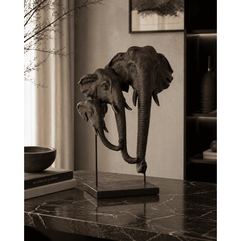 Statue éléphant famille sur socle...
