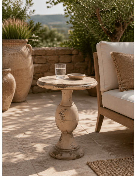 Table d’appoint extérieure magnésium beige Ø41 x H58 cm Noravel