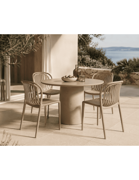Chaise extérieure empilable polypropylène beige 51 x 57 x H78 cm Estia lot de 2