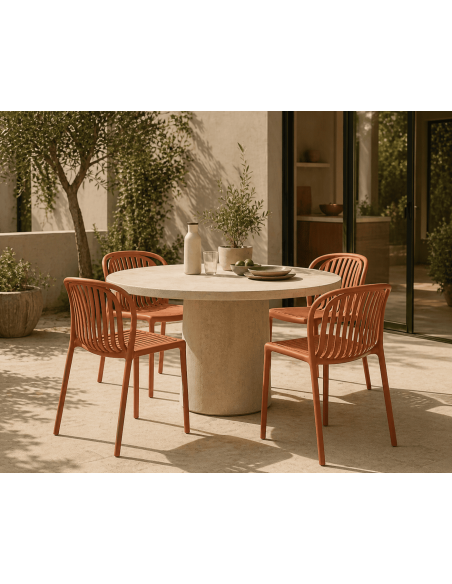 Chaise extérieure empilable polypropylène terracotta 51 x 57 x H78 cm Estia lot de 2