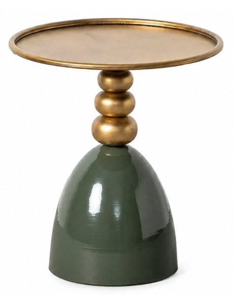Table d'appoint ronde vert profond et doré métal Ø40 x...