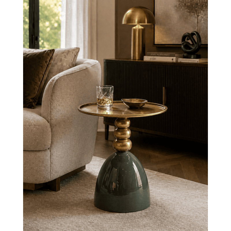 Table d'appoint ronde vert profond et...