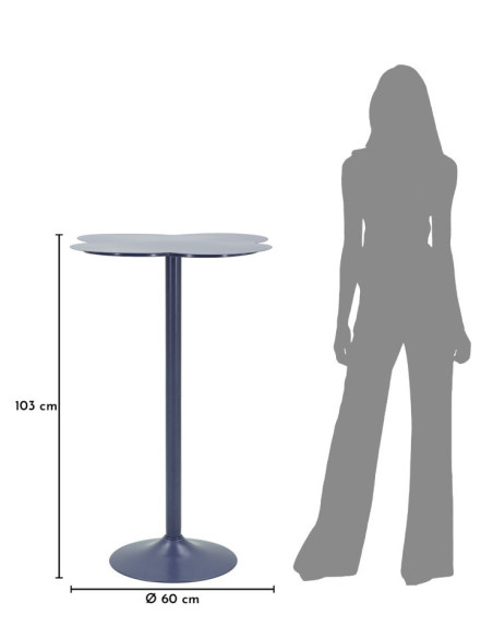 Table de bar bleu canard en métal Ø 60 x 103 cm Clox