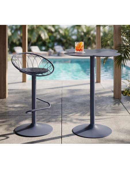 Table de bar bleu canard en métal Ø 60 x 103 cm Clox