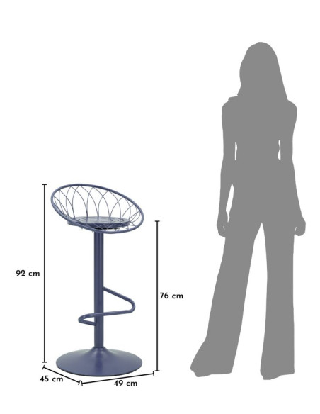 Tabouret de bar bleu canard en métal 49 x 45 x 92 cm Clox