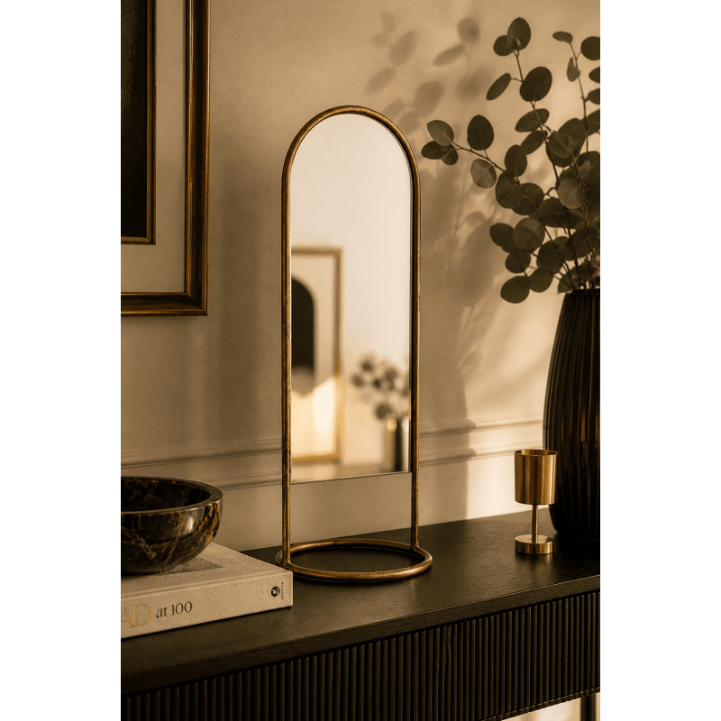 Miroir sur pied métal doré 16,5 x...