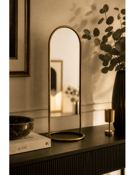 Miroir sur pied métal doré 16,5 x 16,5 x H45 cm Daisy
