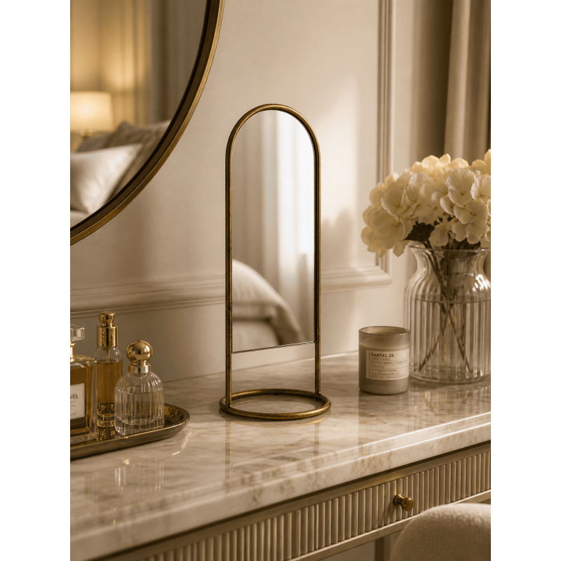 Miroir sur pied métal doré 16,5 x...