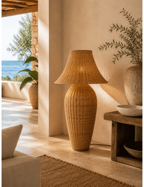 Lampadaire rotin naturel métal 60 x 60 x 99 cm Silina Ixia - 2