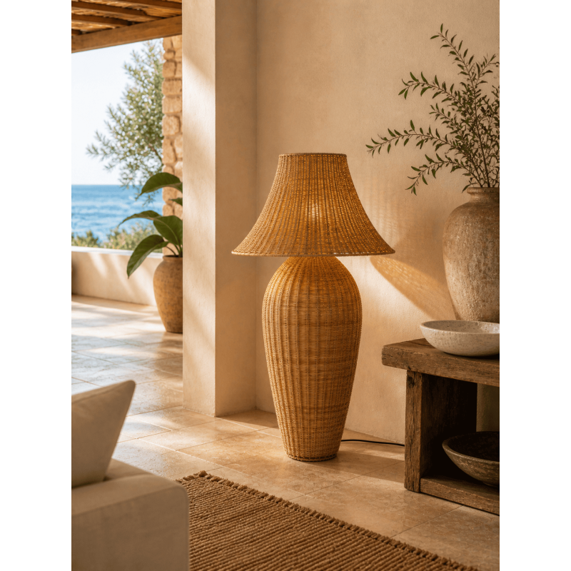 Lampadaire rotin naturel métal 60 x...