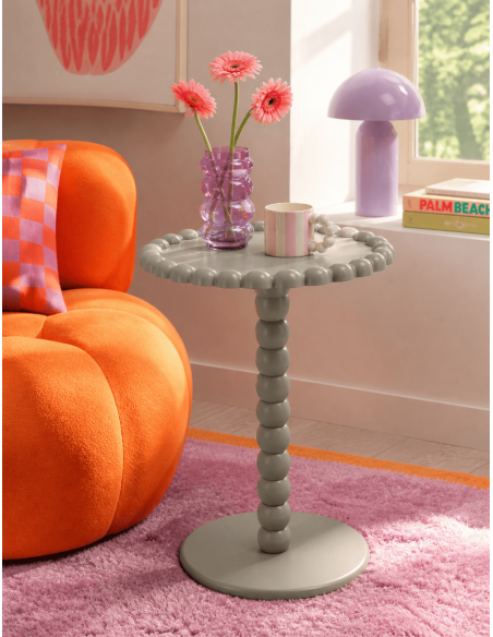Table d’appoint ronde MDF taupe 38 x 55 cm Pearl