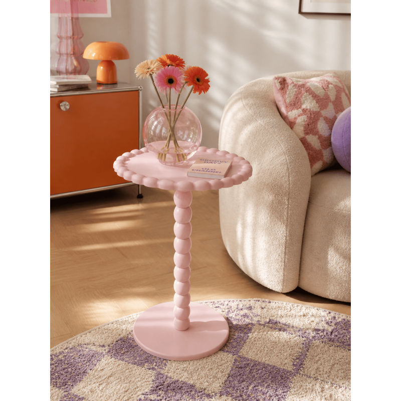 Table d’appoint ronde MDF rose clair...