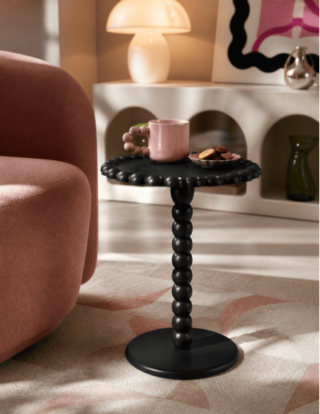 Table d’appoint ronde MDF noir 38 x 55 cm Pearl