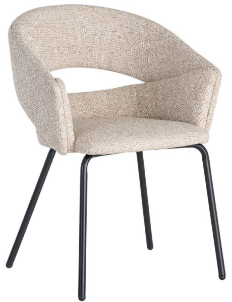 Lot de 2 chaises avec accoudoirs beiges tissu texturé et...