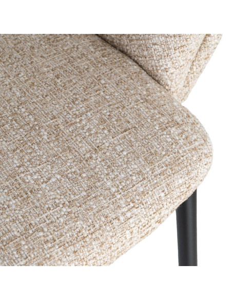 Lot de 2 chaises avec accoudoirs beiges tissu texturé et métal 59 x 61 x 82 cm Neora