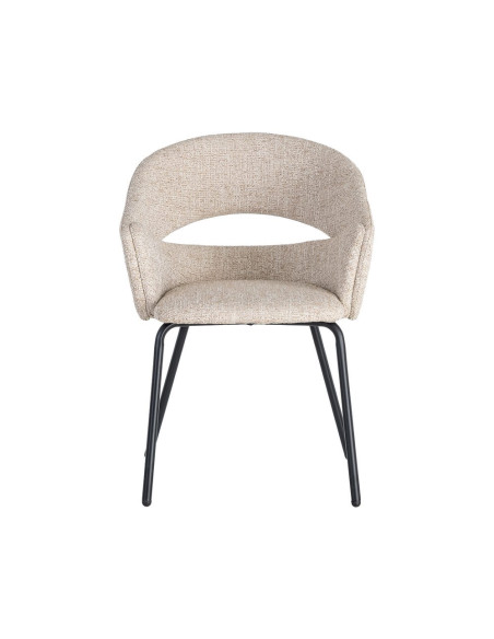 Lot de 2 chaises avec accoudoirs beiges tissu texturé et métal 59 x 61 x 82 cm Neora
