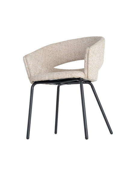 Lot de 2 chaises avec accoudoirs beiges tissu texturé et métal 59 x 61 x 82 cm Neora