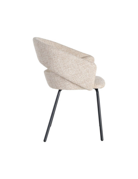 Lot de 2 chaises avec accoudoirs beiges tissu texturé et métal 59 x 61 x 82 cm Neora