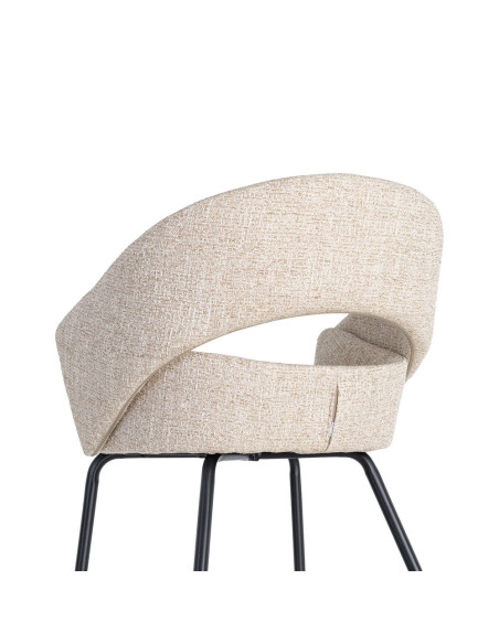 Lot de 2 chaises avec accoudoirs beiges tissu texturé et métal 59 x 61 x 82 cm Neora