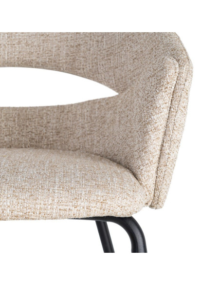 Lot de 2 chaises avec accoudoirs beiges tissu texturé et métal 59 x 61 x 82 cm Neora