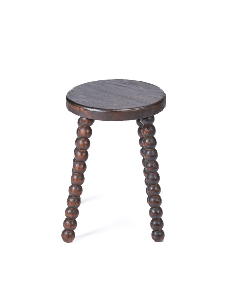 Tabouret bois noyer foncé sculpté 50 cm The Dango