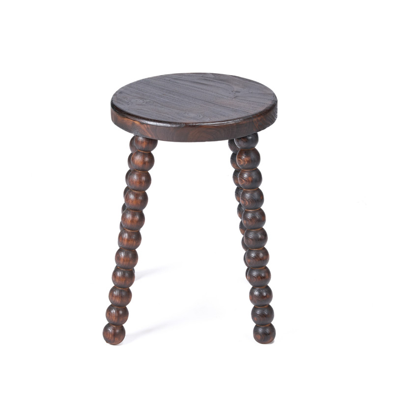 Tabouret bois noyer foncé sculpté 50...