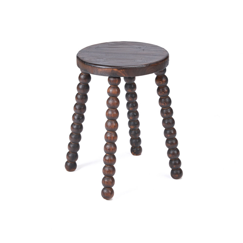 Tabouret bois noyer foncé sculpté 50...