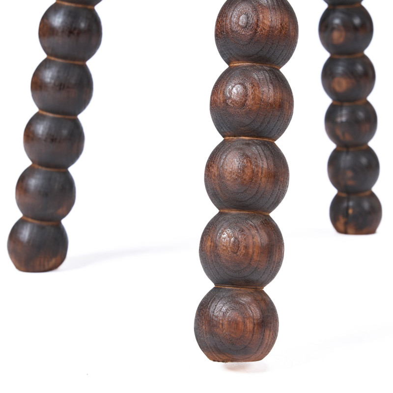 Tabouret bois noyer foncé sculpté 50...