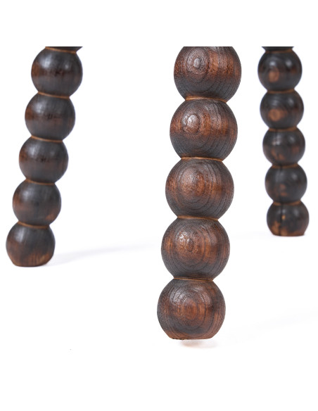 Tabouret bois noyer foncé sculpté 50 cm The Dango