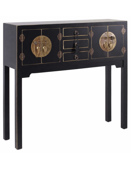 Console en bois noir et or 95 x 26 x 90 cm Oriente