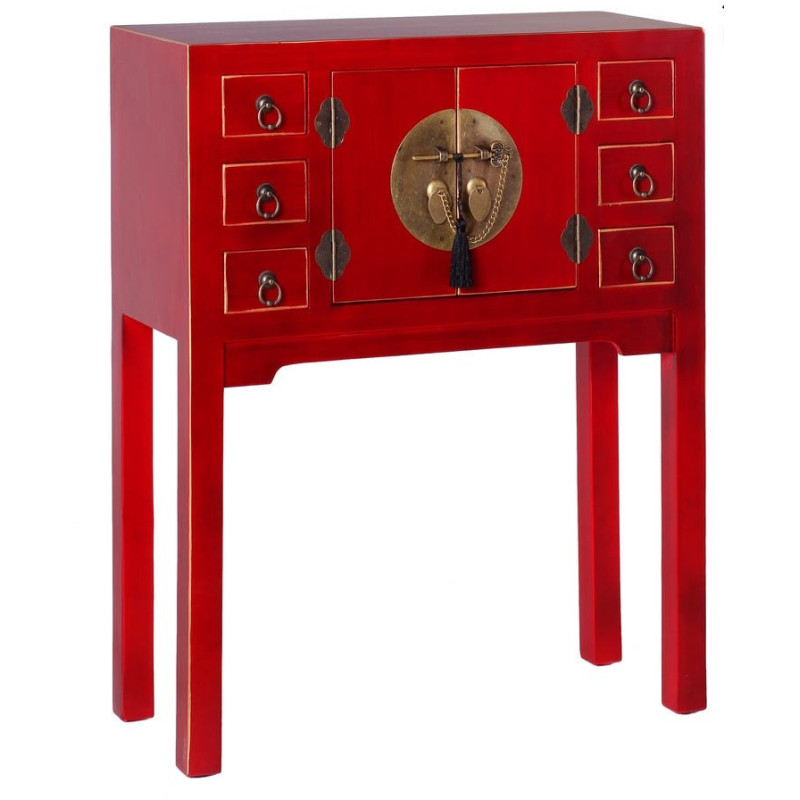 Console en bois rouge et or 63 x 26 x...