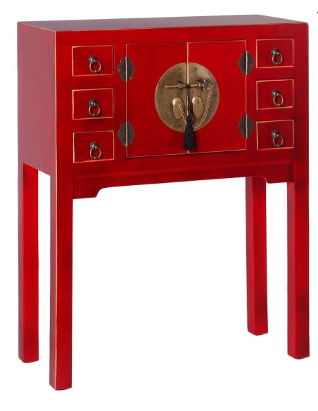 Console en bois rouge et or 63 x 26 x 80 cm Oriente