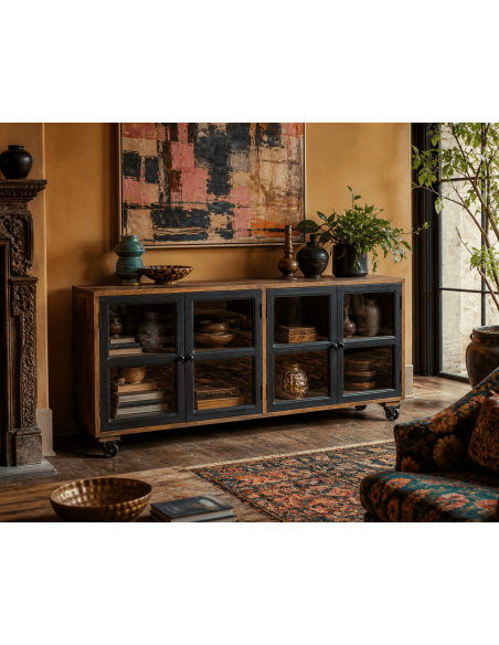 Buffet vitré manguier 160 cm Eloy