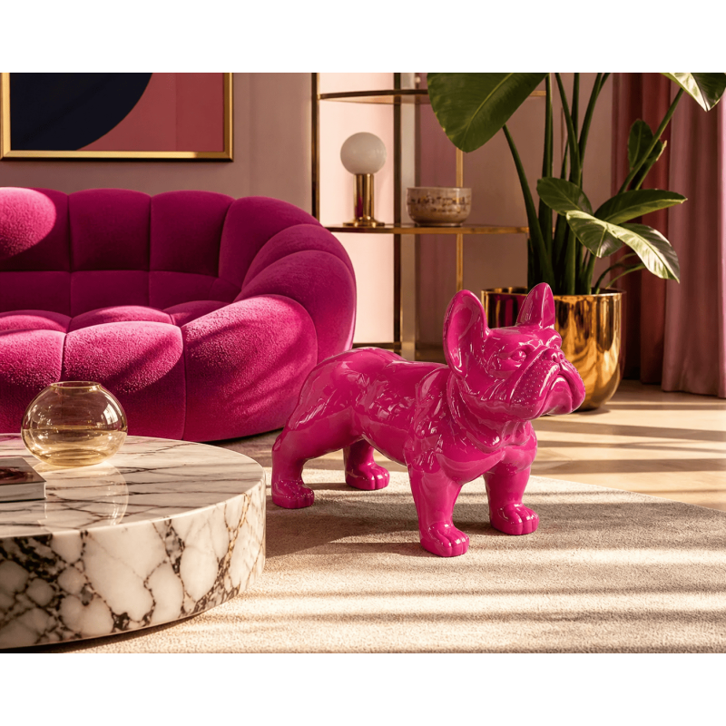 Statue bulldog en résine fuchsia 88 x...