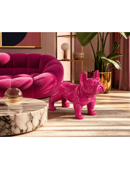 Statue bulldog en résine fuchsia 88 x 38 x 63 cm Cieza