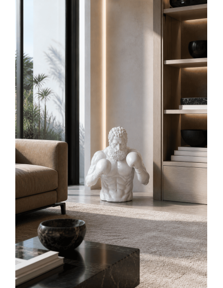 Statue boxeur en résine blanche 63 x 51 x 67 cm Roden