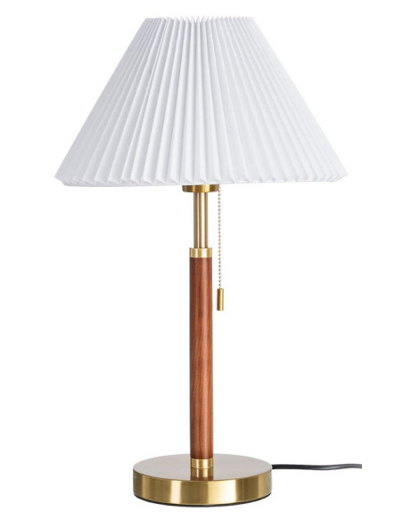 Lampe à poser marron et or en frêne, métal et tissu 31 x 31 x 50 cm Aurelia