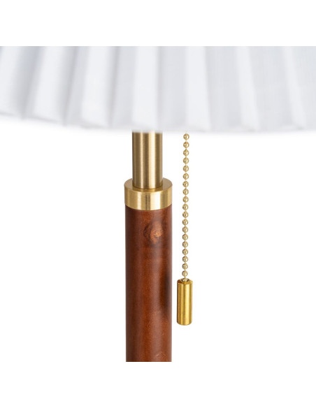 Lampe à poser marron et or en frêne, métal et tissu 31 x 31 x 50 cm Aurelia