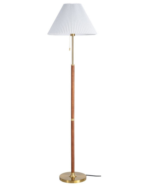 Lampadaire marron et or en frêne, métal et tissu 44 x 44 x 57 cm Aurelia
