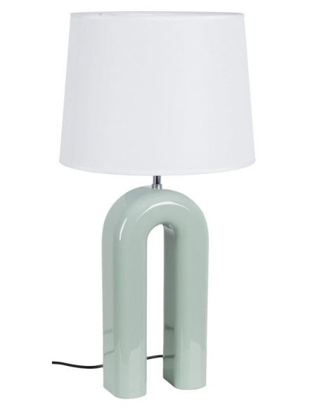 Lampe à poser vert sauge en MDF laqué et tissu 37,5 x 37,5 x 70 cm Cardona