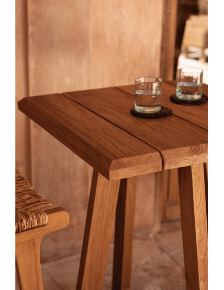 Table haute en teck naturel 70 x 70 x 100 cm The Cheers