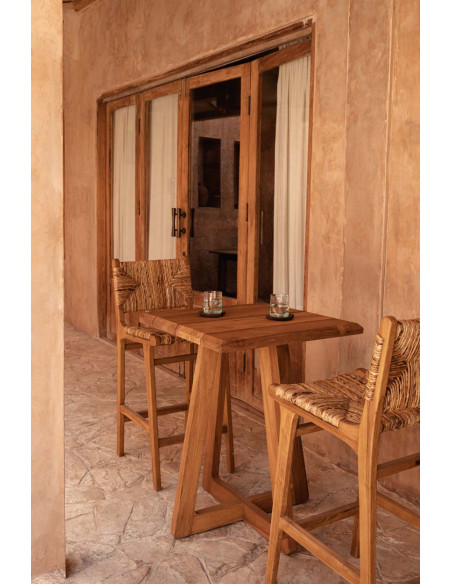 Table haute en teck naturel 70 x 70 x 100 cm The Cheers