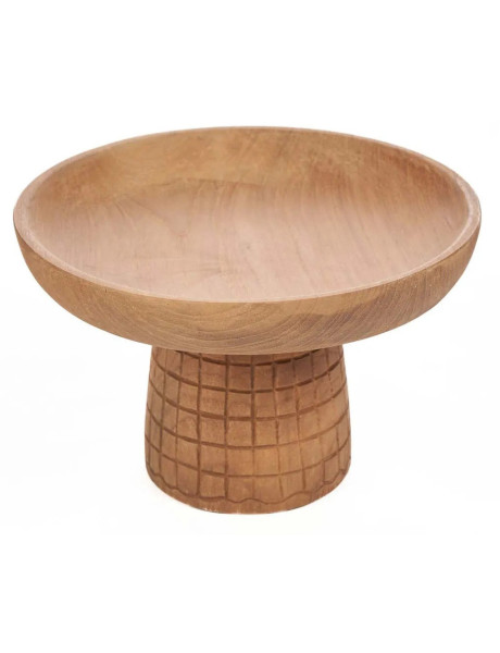 Plat à gâteau sur pied en bois naturel 24 x 24 x 16 cm...