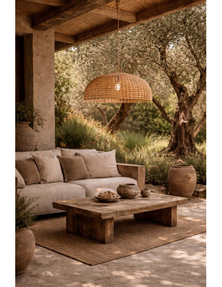 Suspension en rotin naturel 60 x 60 x 27 cm The Cloche