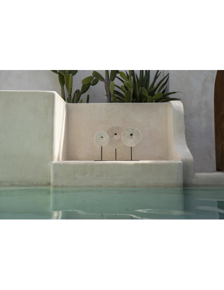 Objet décoratif disque en marbre blanc sur support noir 20 x 9 x 35 cm The Marble