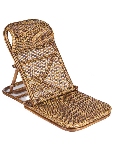 Chaise longue de sol en rotin noyer foncé 110 x 49 x 16...