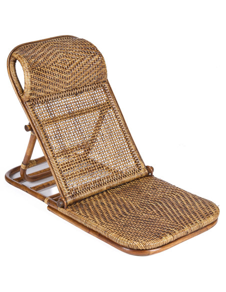 Chaise longue de sol en rotin noyer foncé 110 x 49 x 16 cm The Rattan